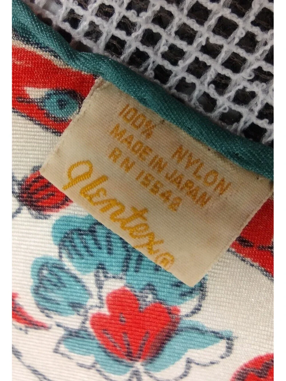 Vintage Glentex 1950s Bohemian Indian Scarf Terra Orange Floral 50s Blue Border